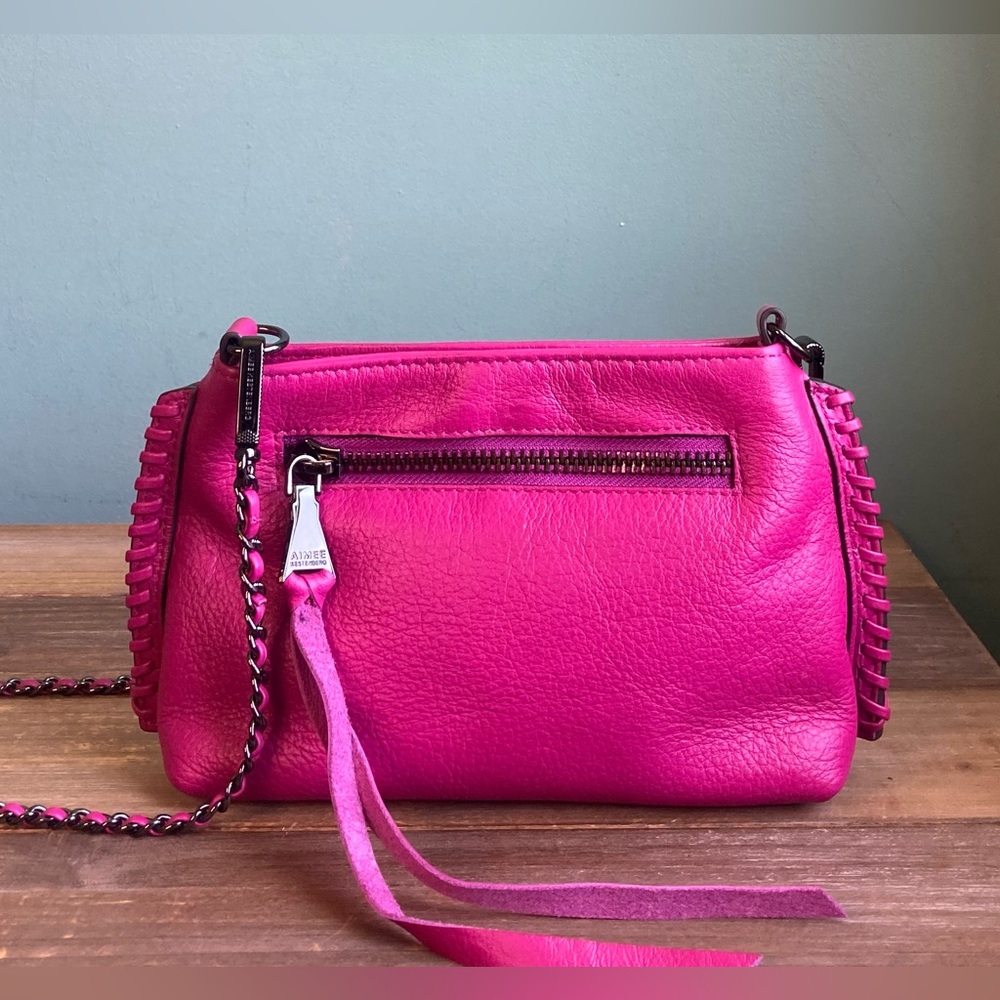 Aimee Kestenberg Hot Pink Leather Crossbody Bag - Picture 8 of 9